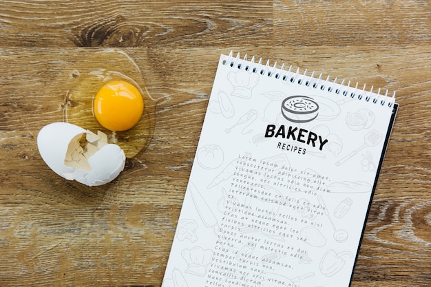 Mockup de libreta con concepto de cocina y recetas