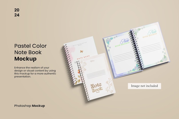 Mockup de libro de notas de color pastel para mostrar su diseño a los clientes