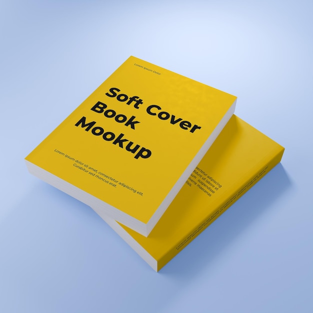 Mockup de livre à couverture douce sur surface bleue