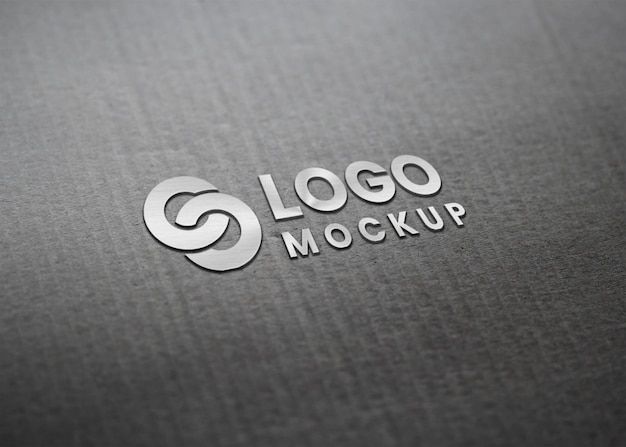 Mockup de logo en 3D en métal