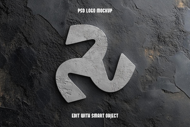 Mockup de logo 3D pourpre sur fond en cuir