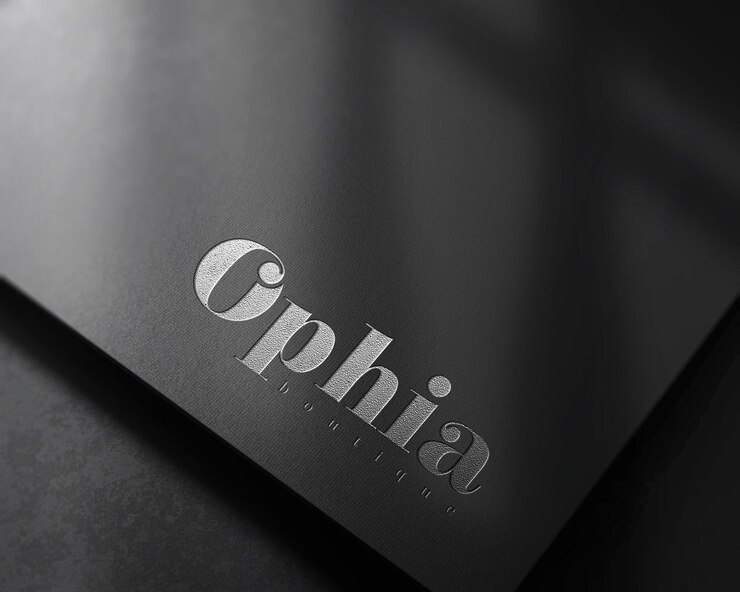 Mockup logo argento e oro su carta nera