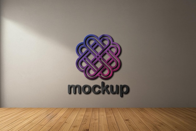 Mockup-logo auf der wand 3d-vorlage-design für design-präsentation