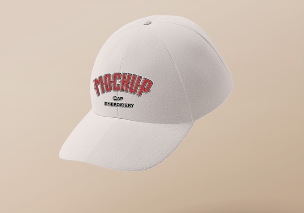 Mockup de logo bordado e insignia en gorra
