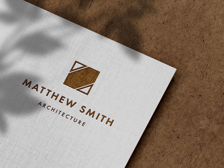 PSD mockup logo deboss pada kertas linen