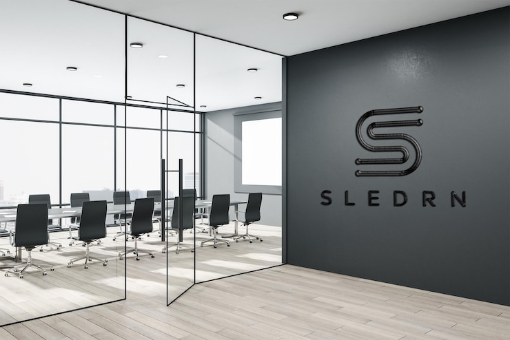 PSD mockup logo dinding kantor