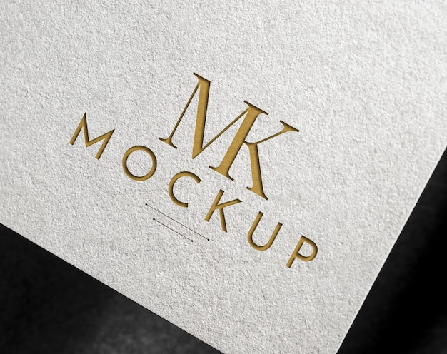 PSD mockup de logo elegante sobre un papel blanco