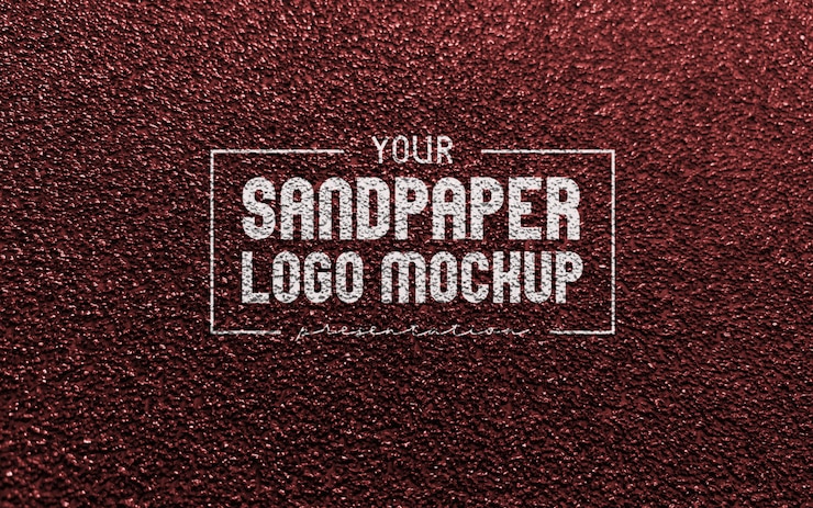 PSD mockup logo foglio di carta vetrata granato