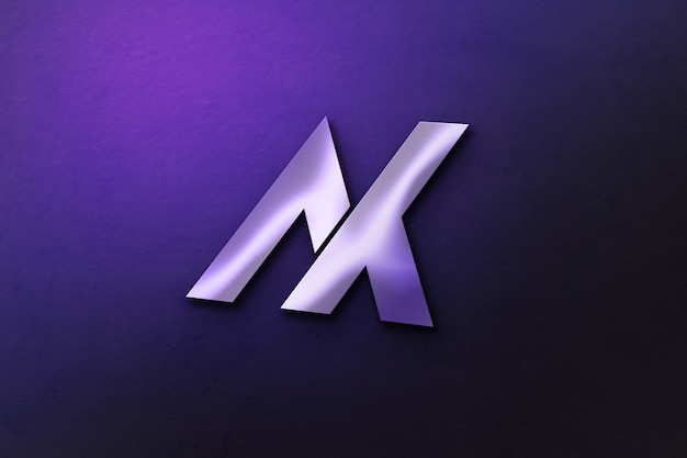 Mockup logo fotorealistico di lucentezza metallica