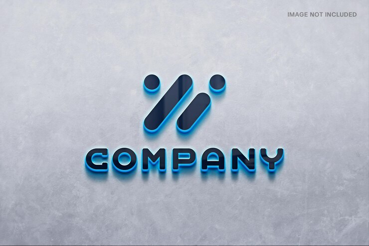 Mockup logo garis neon biru