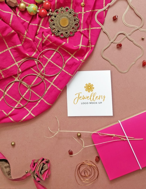 Mockup logo gioiello rustico femminile