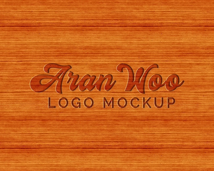 PSD mockup logo in legno pressato