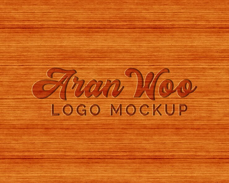 PSD mockup logo in legno pressato