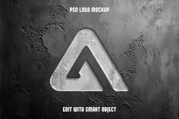 Mockup de logo métallique 3D réaliste sur béton sombre