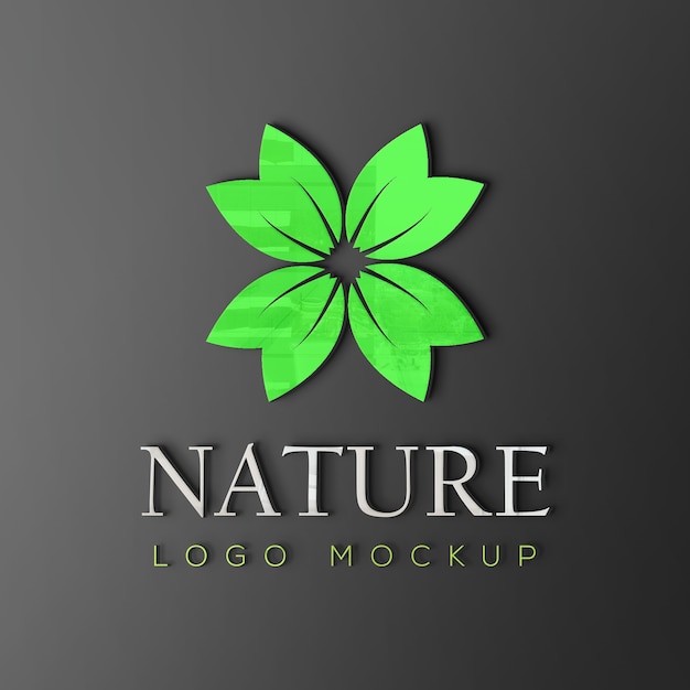 Mockup logo natura con effetto lucido