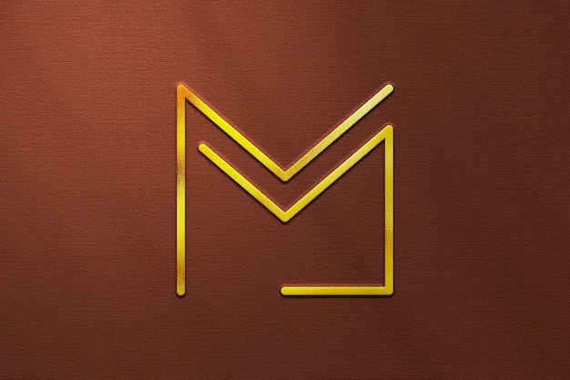 Mockup logo oro effetto goffrato su sfondo colorato con ombra