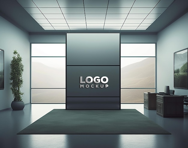 Mockup logo premium parete in vetro Mockup logo edificio in vetro Mockup logo in vetro e metallo