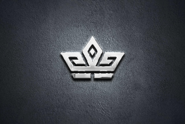 Mockup logo reflection chrome