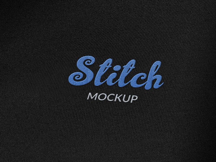 Mockup logo ricamo su tessuto nero