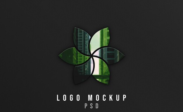 Mockup logo riflettente su sfondo nero