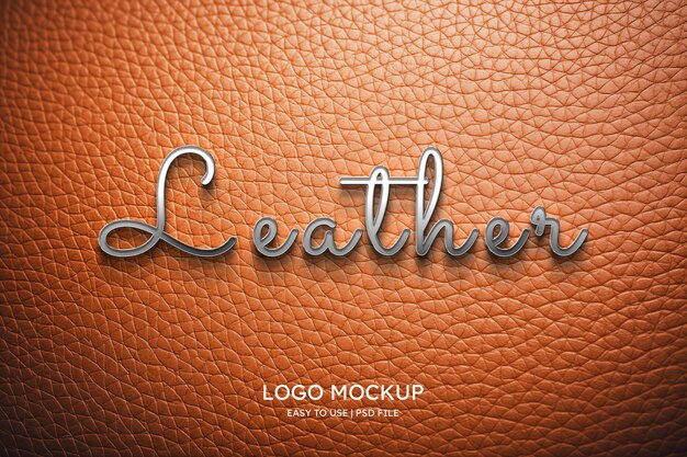 Mockup de logo sobre fondo de cuero