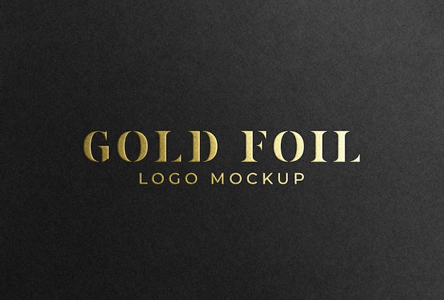 Mockup logo stampa a caldo oro su carta nera