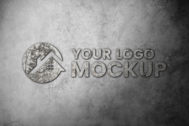 Mockup de logotipo en 3D de pared de hormigón
