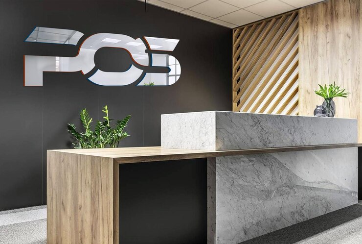 PSD mockup del logotipo 3d de la recepción