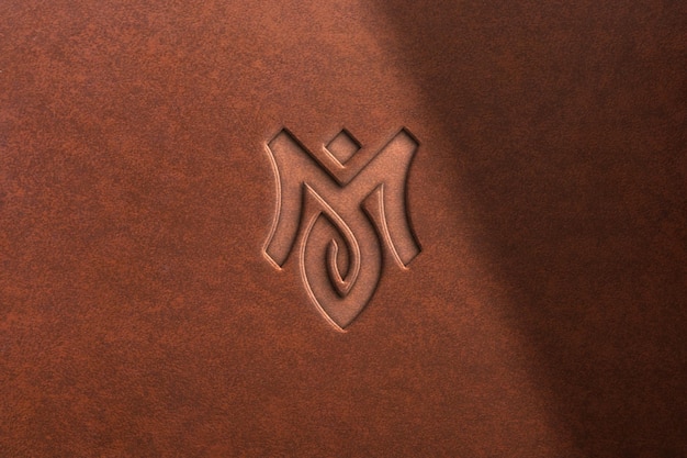 Mockup del logotipo de cuero perforado