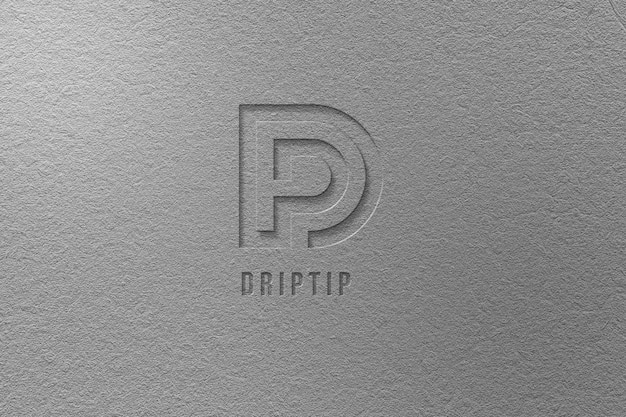 PSD mockup de logotipo gris con efecto grabado