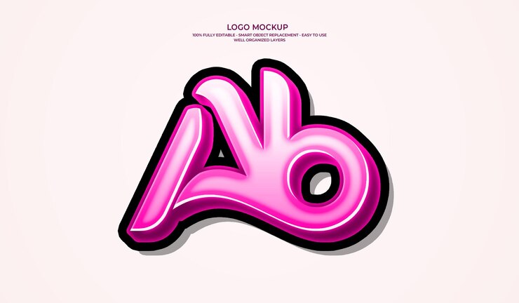 PSD mockup del logotipo de las iniciales brillantes de ab