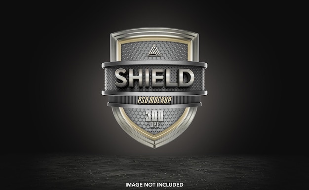 Mockup del logotipo de juego de Metal Shield para PSD