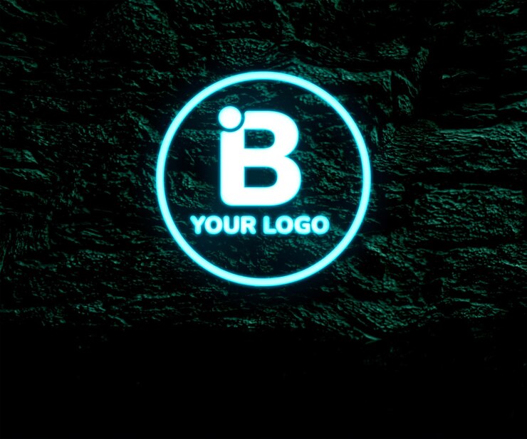 PSD mockup del logotipo de neón brillante con o con el logotipo del neón reflectante