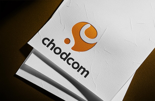 Mockup del logotipo en papel blanco con textura en relieve