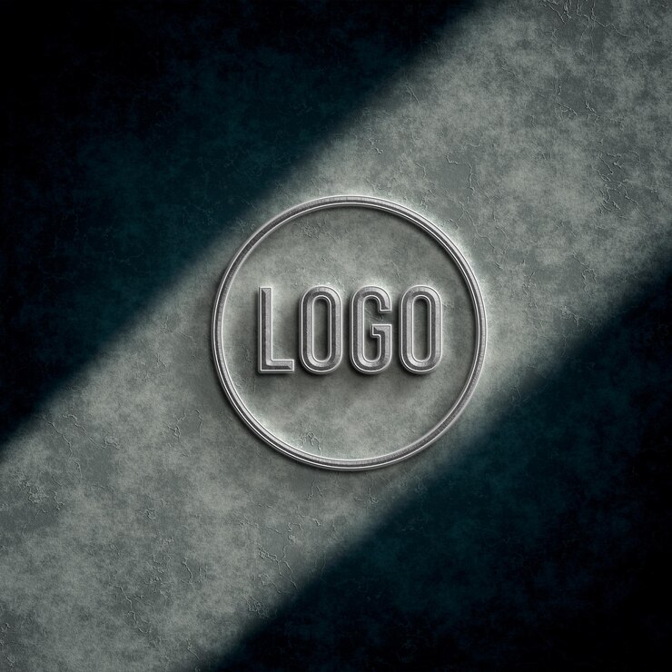 PSD mockup del logotipo de piedra gris