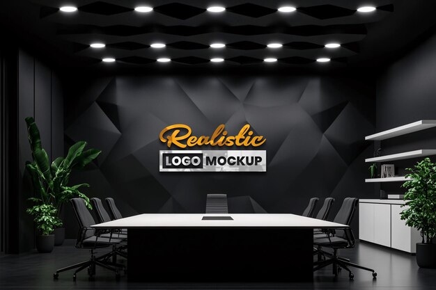 Mockup de logotipo realista en la oficina moderna