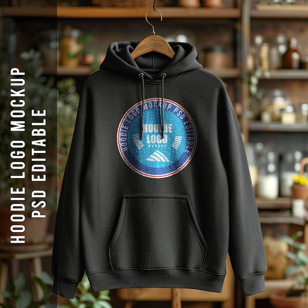 PSD mockup del logotipo de la sudadera colgante