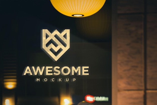 Mockup del logotipo de vidrio desvanecido