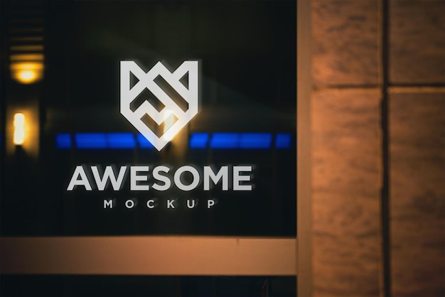 Mockup del logotipo de vidrio desvanecido