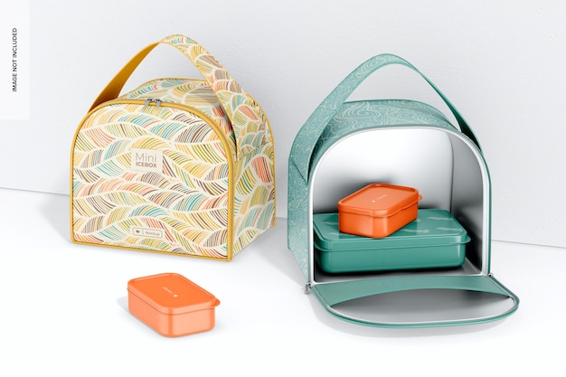 Mockup de lunch cooler bags, vista frontal