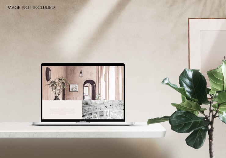 Mockup de macbook con luz solar natural