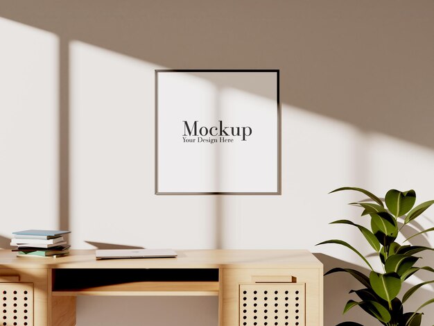 Mockup de marco en blanco en el interior moderno