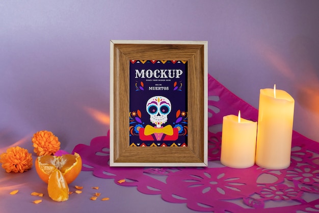 PSD mockup del marco de dia de muertos