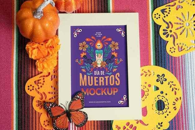 PSD mockup del marco de dia de muertos