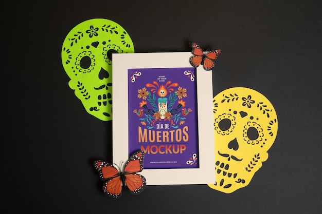 Mockup del marco de dia de muertos