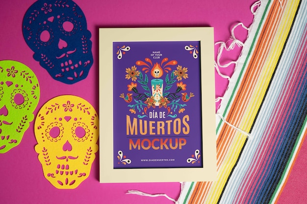 PSD mockup del marco de dia de muertos