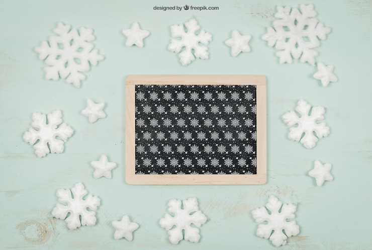 PSD mockup de marco con diseño de navidad