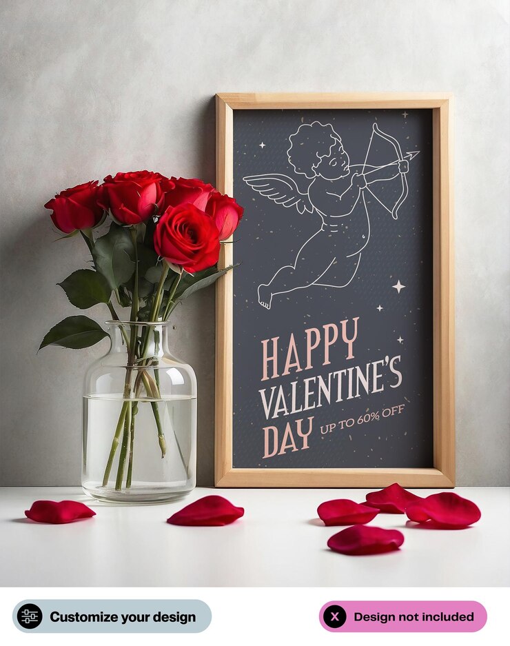 PSD mockup de marco con diseño de san valentín