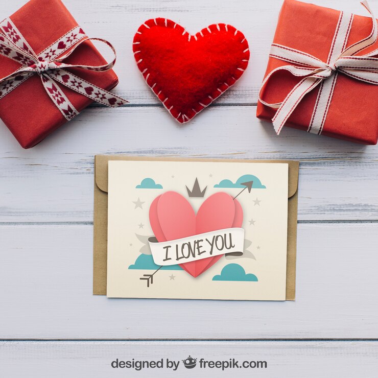 PSD mockup de marco y elementos de san valentín