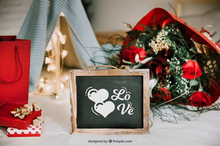 PSD mockup marcos y elementos de san valentín